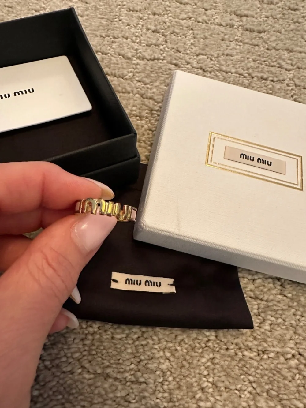 Miu Miu Pink Enamel & Gold Ring 100% Authentic